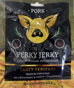 Чипсы "PERKY JERKY" мясные из свинины с соусом "Терияки"